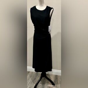 NWT Nicole Miller Black Stretch Ruched Waist Dress M